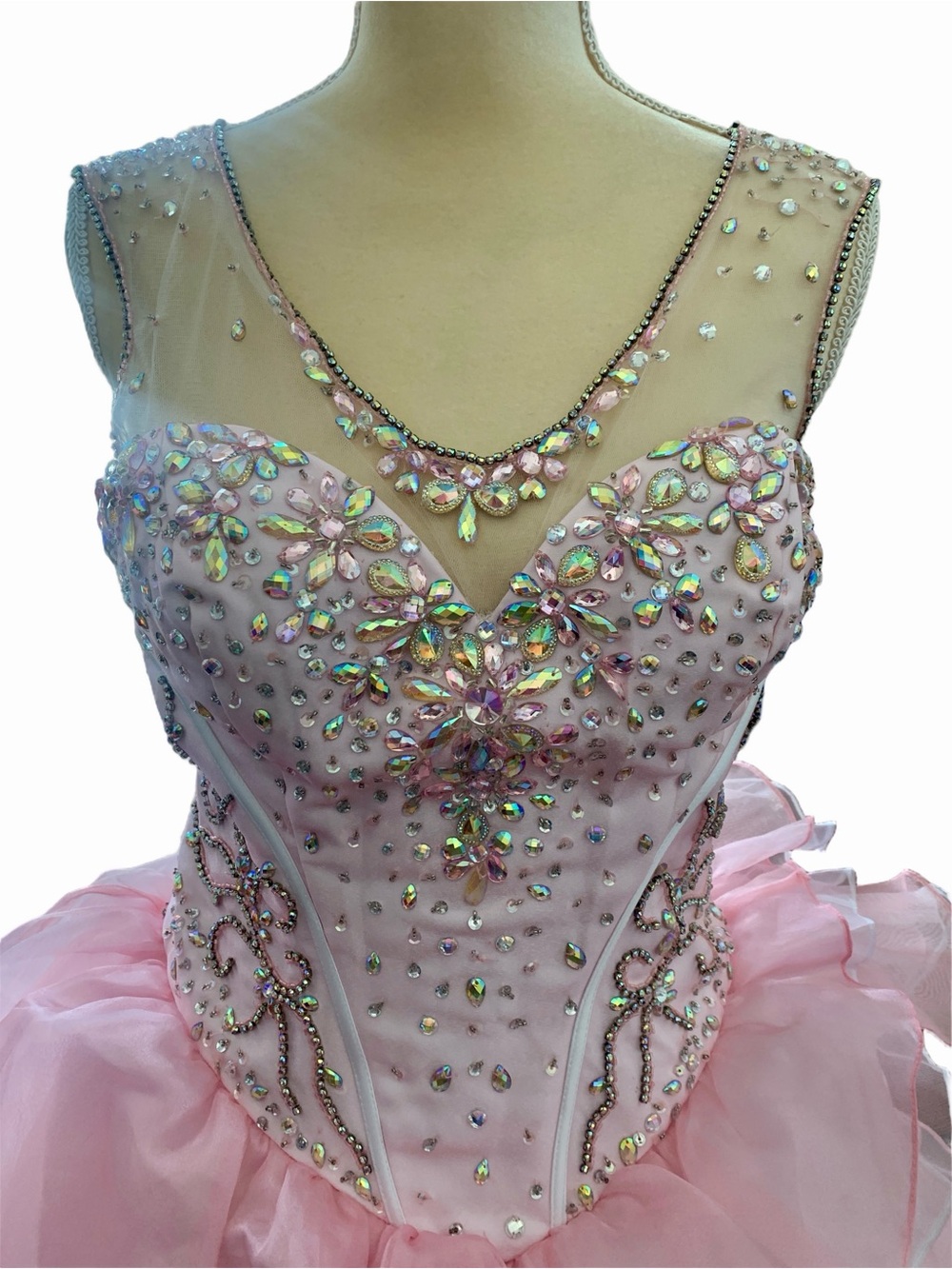 Mary’s Bridals Princess Cotton Candy Pink Embellished Gown with Organza Ruffles